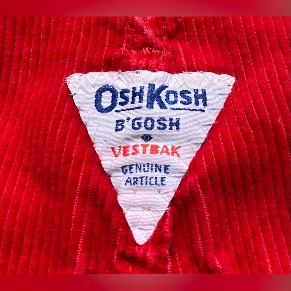 VTG 80s OshKosh B’Gosh Vestbak Red Corduroy Jogger Overalls Baby Boys 24 Months